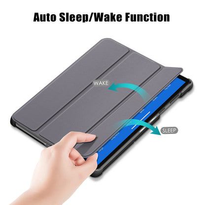 Textured Leather Tri-fold Stand Case Auto-Wake/Sleep Smart Tablet Cover Ultra Slim for Lenovo Smart Tab M10 FHD Plus/Tab M10 Plus TB-X606F