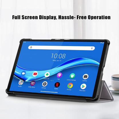 Textured Leather Tri-fold Stand Case Auto-Wake/Sleep Smart Tablet Cover Ultra Slim for Lenovo Smart Tab M10 FHD Plus/Tab M10 Plus TB-X606F