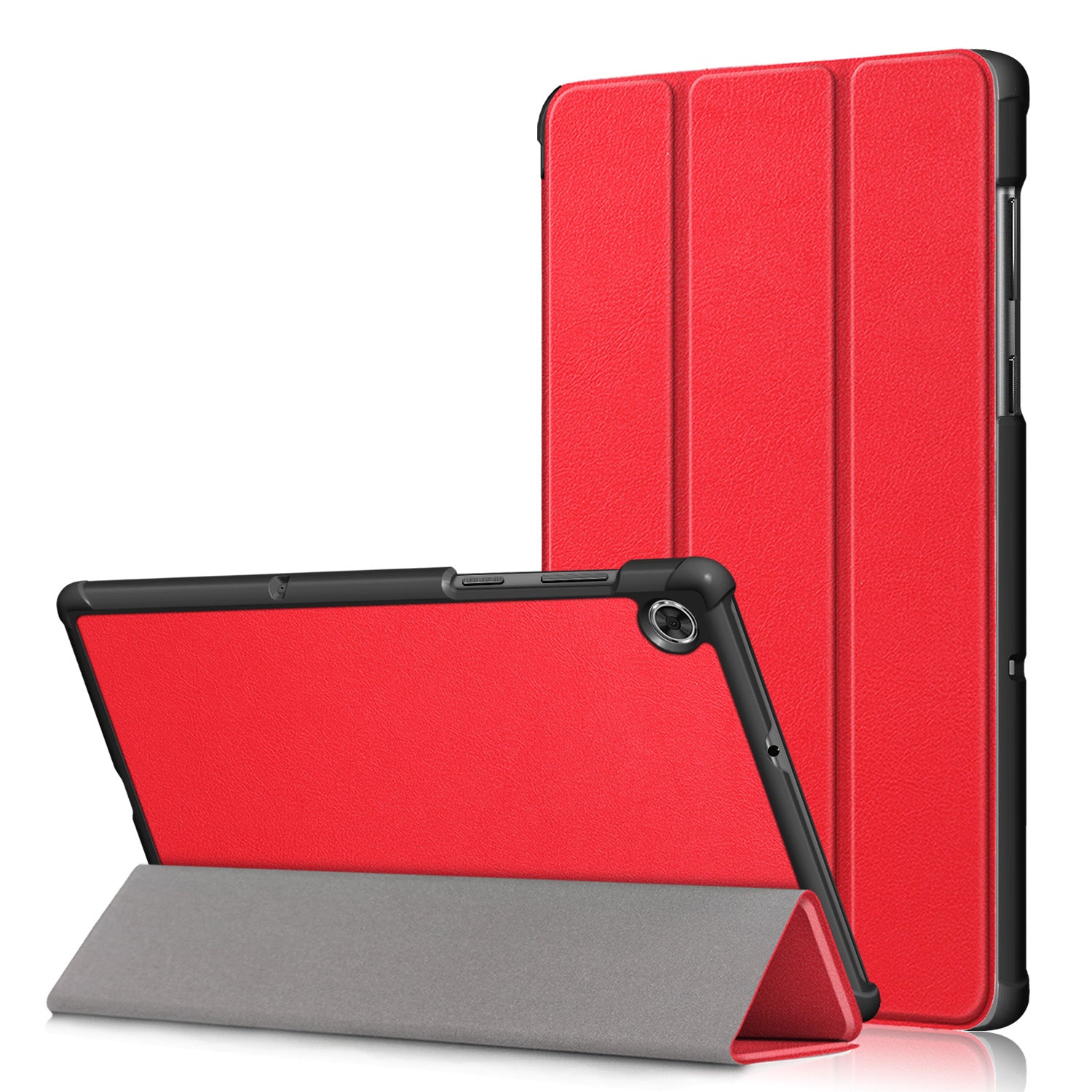 Textured Leather Tri-fold Stand Case Auto-Wake/Sleep Smart Tablet Cover Ultra Slim for Lenovo Smart Tab M10 FHD Plus/Tab M10 Plus TB-X606F