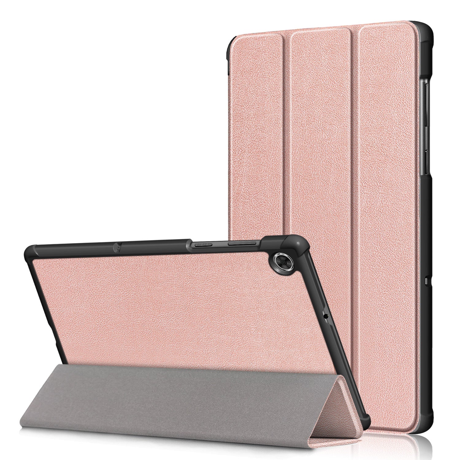 Textured Leather Tri-fold Stand Case Auto-Wake/Sleep Smart Tablet Cover Ultra Slim for Lenovo Smart Tab M10 FHD Plus/Tab M10 Plus TB-X606F