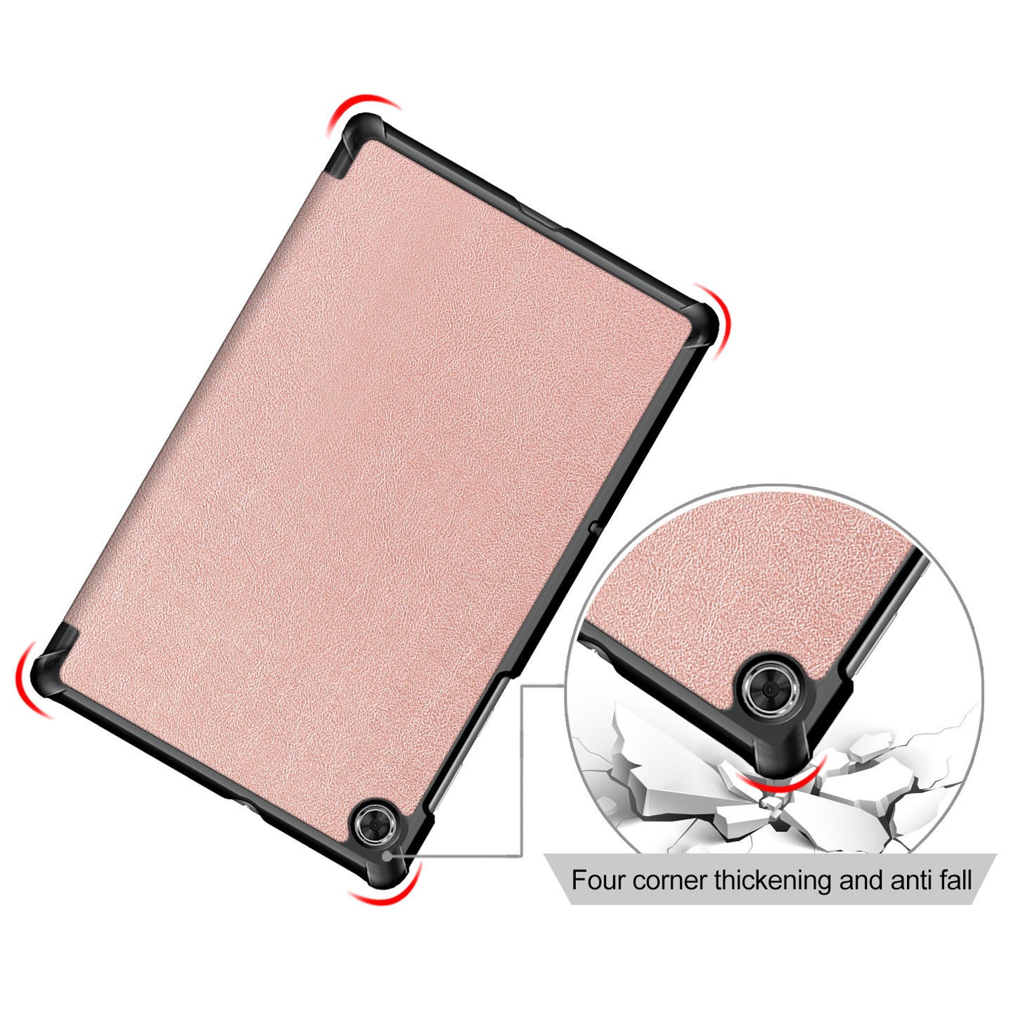 Textured Leather Tri-fold Stand Case Auto-Wake/Sleep Smart Tablet Cover Ultra Slim for Lenovo Smart Tab M10 FHD Plus/Tab M10 Plus TB-X606F