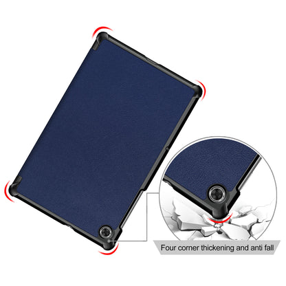 Textured Leather Tri-fold Stand Case Auto-Wake/Sleep Smart Tablet Cover Ultra Slim for Lenovo Smart Tab M10 FHD Plus/Tab M10 Plus TB-X606F