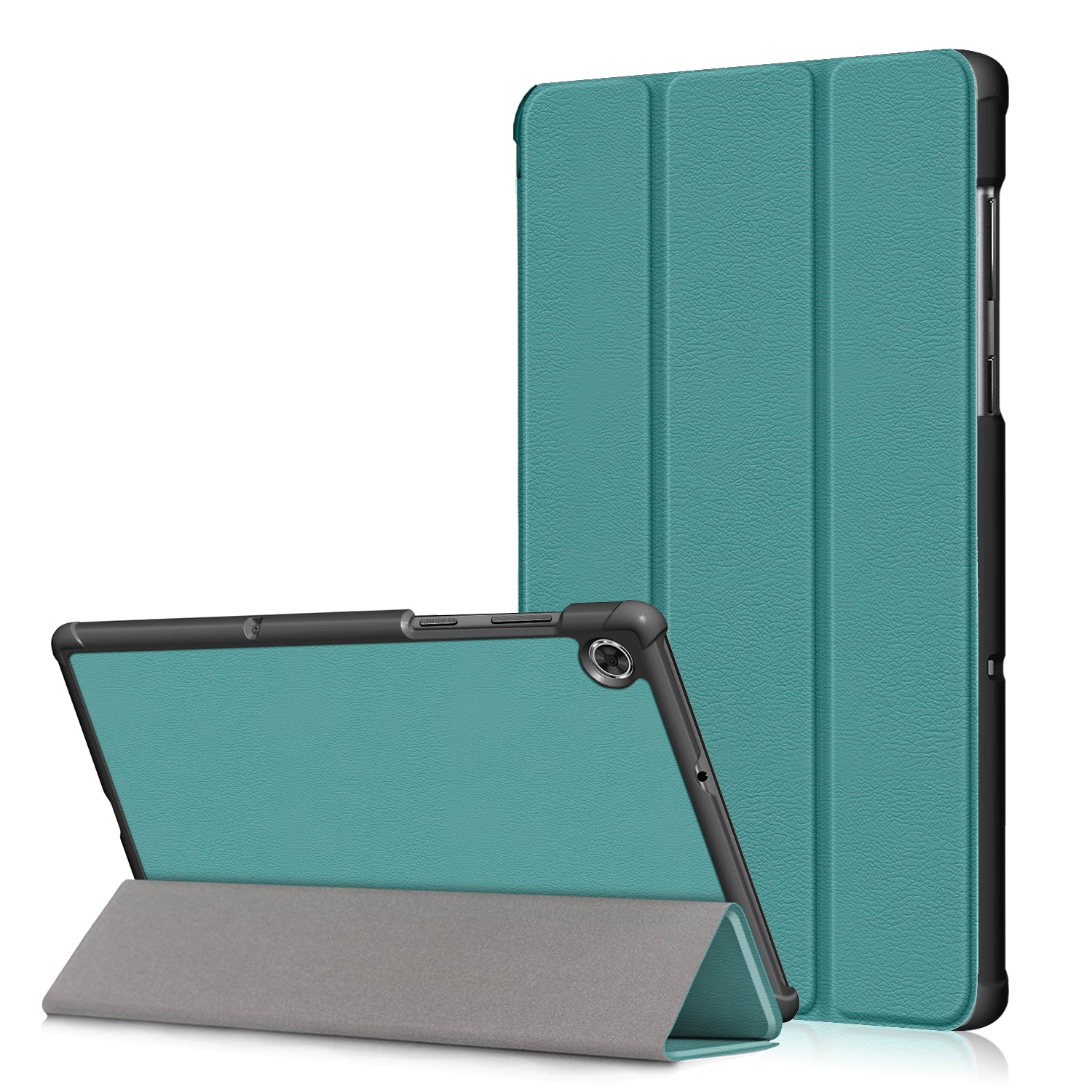 Textured Leather Tri-fold Stand Case Auto-Wake/Sleep Smart Tablet Cover Ultra Slim for Lenovo Smart Tab M10 FHD Plus/Tab M10 Plus TB-X606F