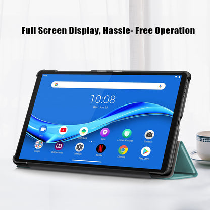 Textured Leather Tri-fold Stand Case Auto-Wake/Sleep Smart Tablet Cover Ultra Slim for Lenovo Smart Tab M10 FHD Plus/Tab M10 Plus TB-X606F