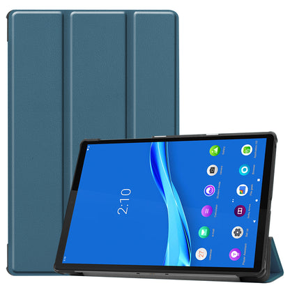 Tri-fold Leather Stand Case Textured PU Leather + PC Full Protective Tablet Case for Lenovo Tab M10 Plus TB-X606F