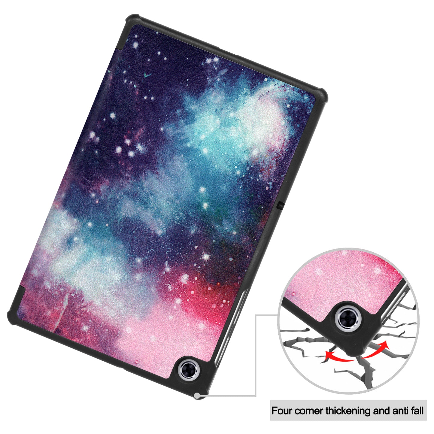 Pattern Printing Tri-fold Leather Stand Case Anti-scratch Shockproof Tablet Cover Shell for Lenovo Tab M10 Plus TB-X606F