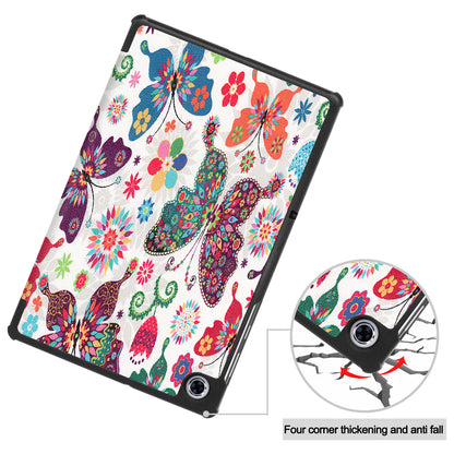 Pattern Printing Tri-fold Leather Stand Case Anti-scratch Shockproof Tablet Cover Shell for Lenovo Tab M10 Plus TB-X606F