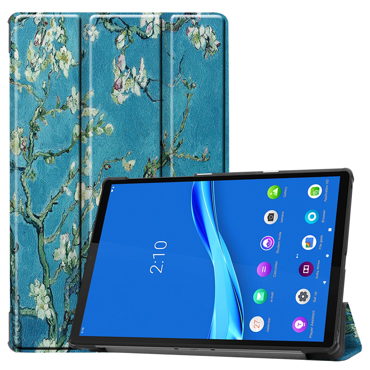 Pattern Printing Tri-fold Leather Stand Case Anti-scratch Shockproof Tablet Cover Shell for Lenovo Tab M10 Plus TB-X606F