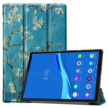 Pattern Printing Tri-fold Leather Stand Case Anti-scratch Shockproof Tablet Cover Shell for Lenovo Tab M10 Plus TB-X606F