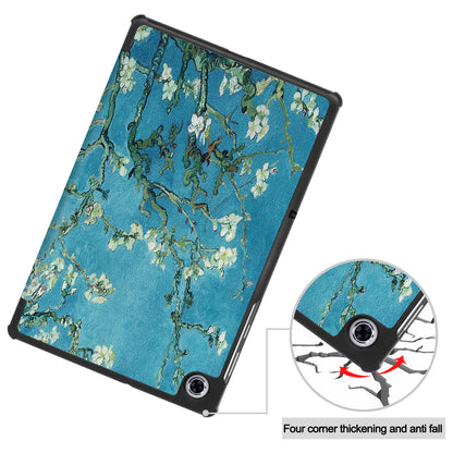 Pattern Printing Tri-fold Leather Stand Case Anti-scratch Shockproof Tablet Cover Shell for Lenovo Tab M10 Plus TB-X606F