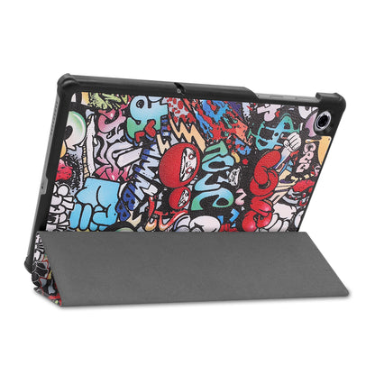 Pattern Printing Tri-fold Leather Stand Case Anti-scratch Shockproof Tablet Cover Shell for Lenovo Tab M10 Plus TB-X606F