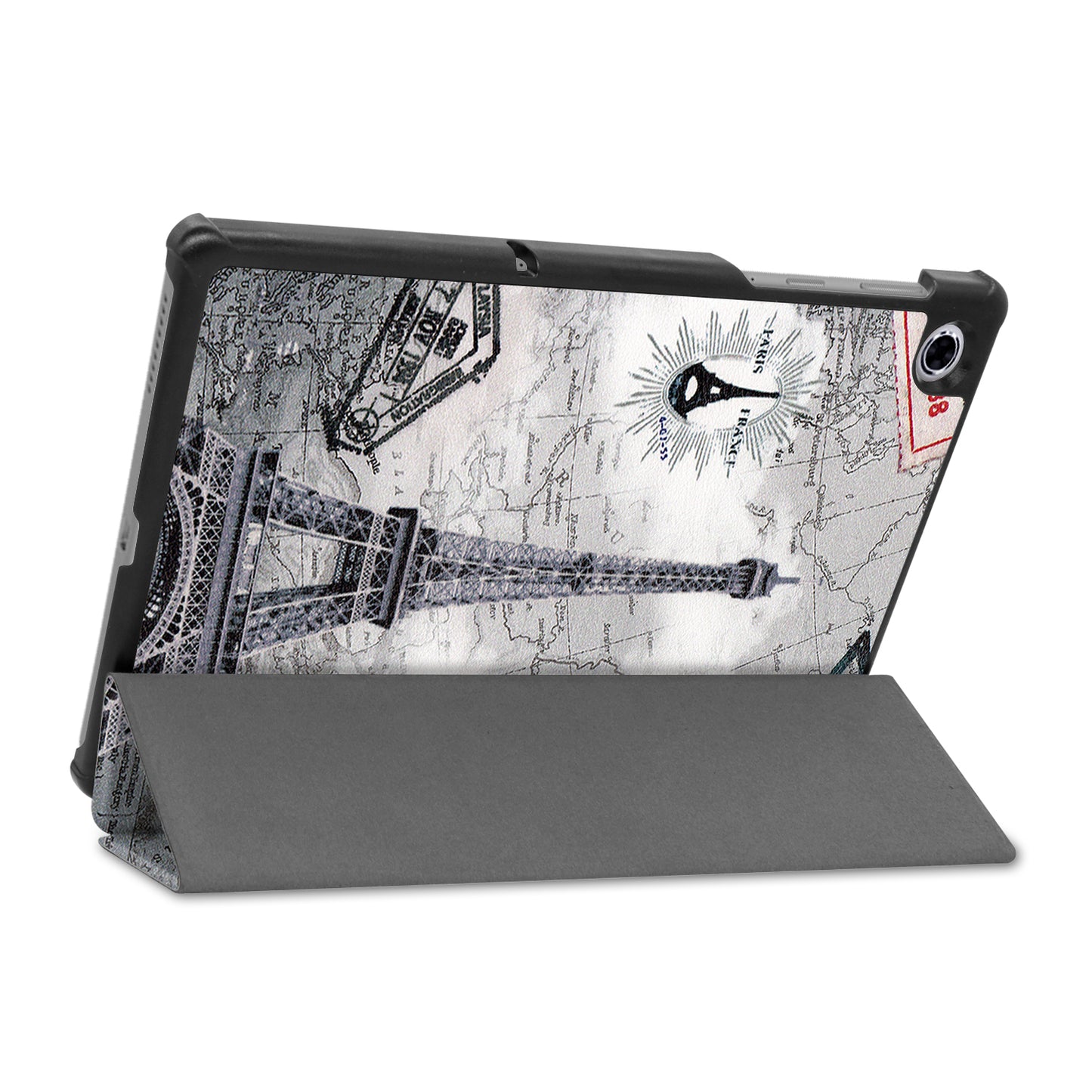 Pattern Printing Tri-fold Leather Stand Case Anti-scratch Shockproof Tablet Cover Shell for Lenovo Tab M10 Plus TB-X606F