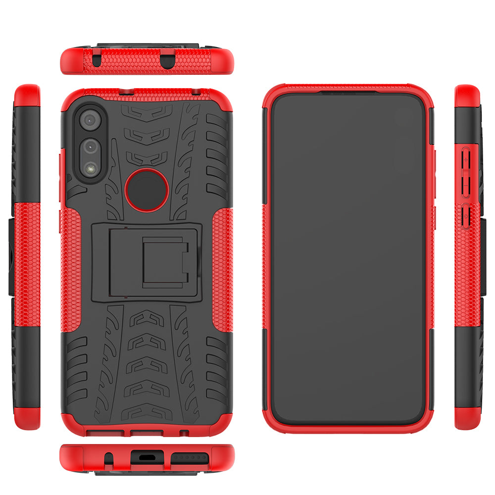 Cool Tyre Skin PC + TPU Cover with Kickstand for Motorola Moto E (2020)