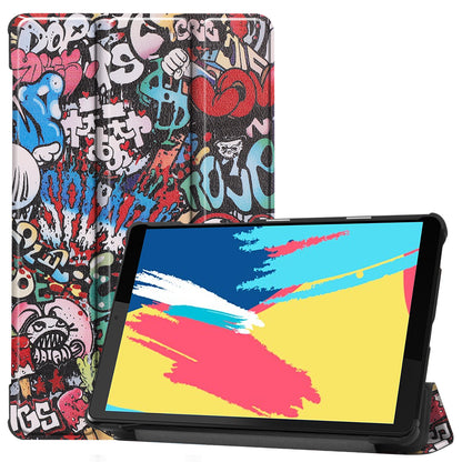 Pattern Printing Leather Tri-fold Stand Tablet Case Cover for Lenovo Tab M8