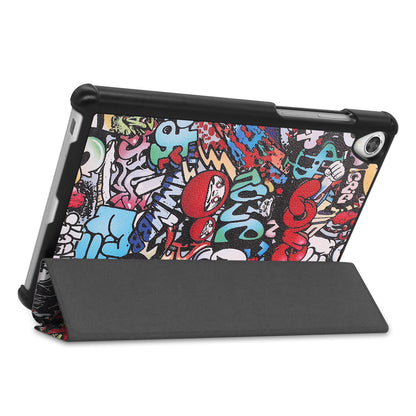 Pattern Printing Leather Tri-fold Stand Tablet Case Cover for Lenovo Tab M8