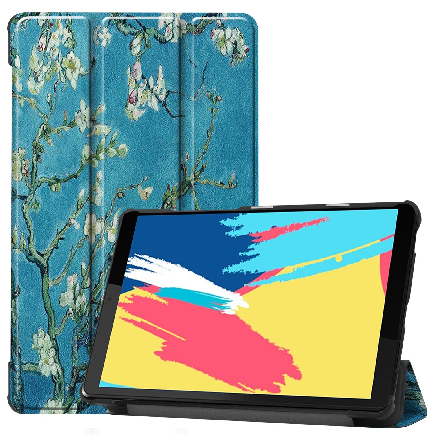 Pattern Printing Leather Tri-fold Stand Tablet Case Cover for Lenovo Tab M8