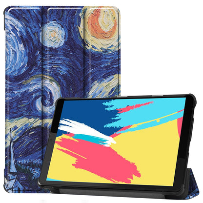 Pattern Printing Leather Tri-fold Stand Tablet Case Cover for Lenovo Tab M8