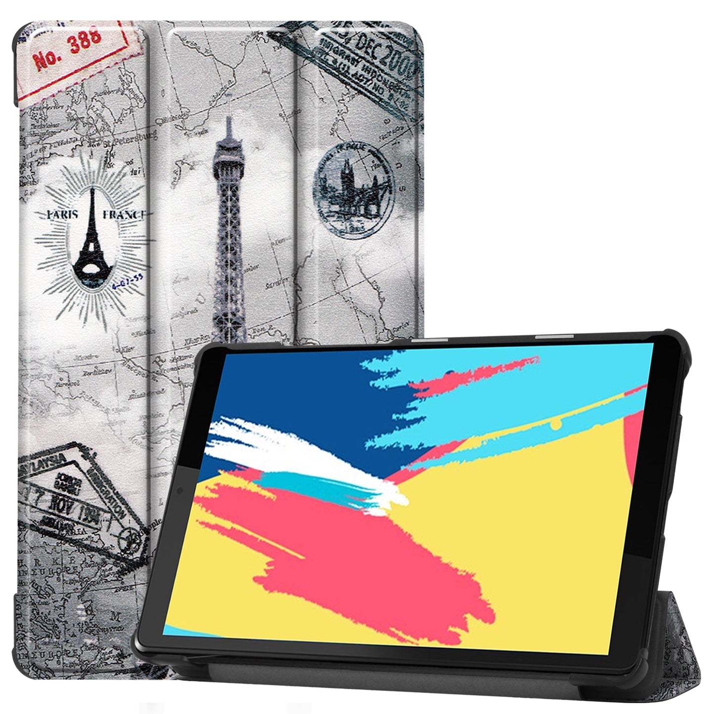 Pattern Printing Leather Tri-fold Stand Tablet Case Cover for Lenovo Tab M8