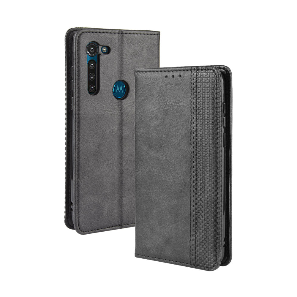 Retro Magnetic Leather Wallet Phone Cover for Motorola Moto G8