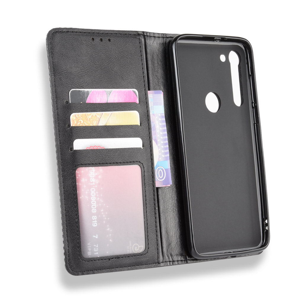 Retro Magnetic Leather Wallet Phone Cover for Motorola Moto G8