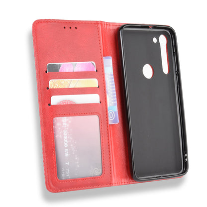 Retro Magnetic Leather Wallet Phone Cover for Motorola Moto G8