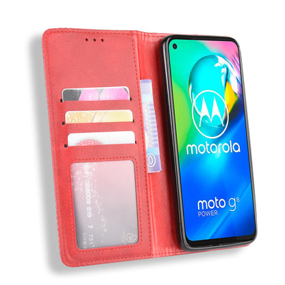 Retro Magnetic Leather Wallet Phone Cover for Motorola Moto G8