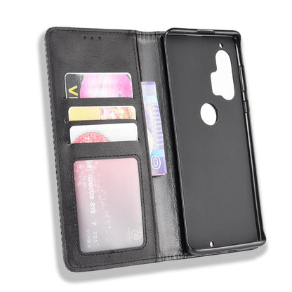 Retro Magnetic Leather Wallet Phone Cover for Motorola Edge Plus