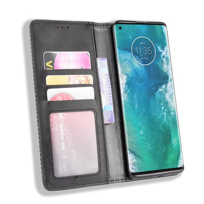 Retro Magnetic Leather Wallet Phone Cover for Motorola Edge Plus