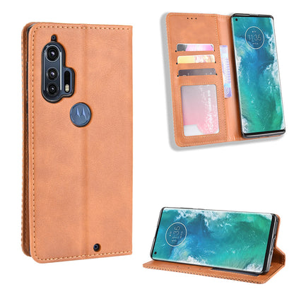 Retro Magnetic Leather Wallet Phone Cover for Motorola Edge Plus