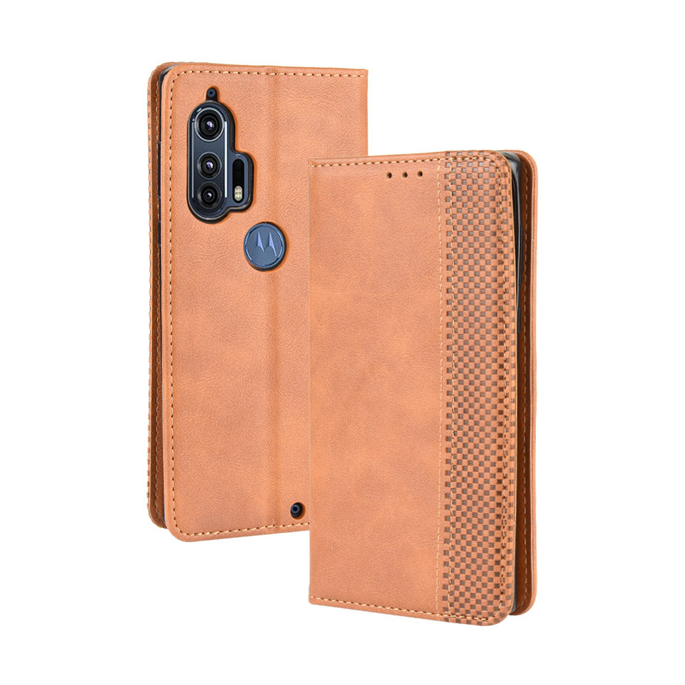 Retro Magnetic Leather Wallet Phone Cover for Motorola Edge Plus