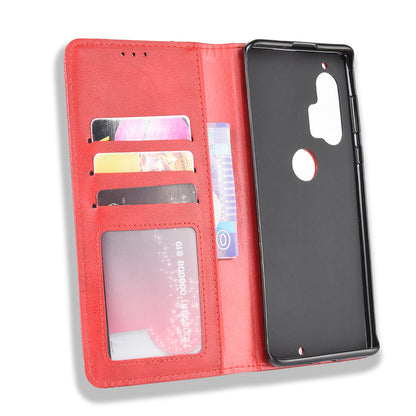 Retro Magnetic Leather Wallet Phone Cover for Motorola Edge Plus