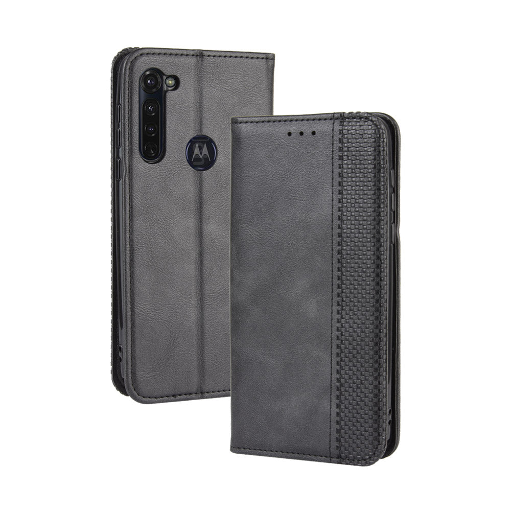 Auto-absorbed Retro Leather Wallet Protector Case for Motorola Moto G Stylus / G Pro