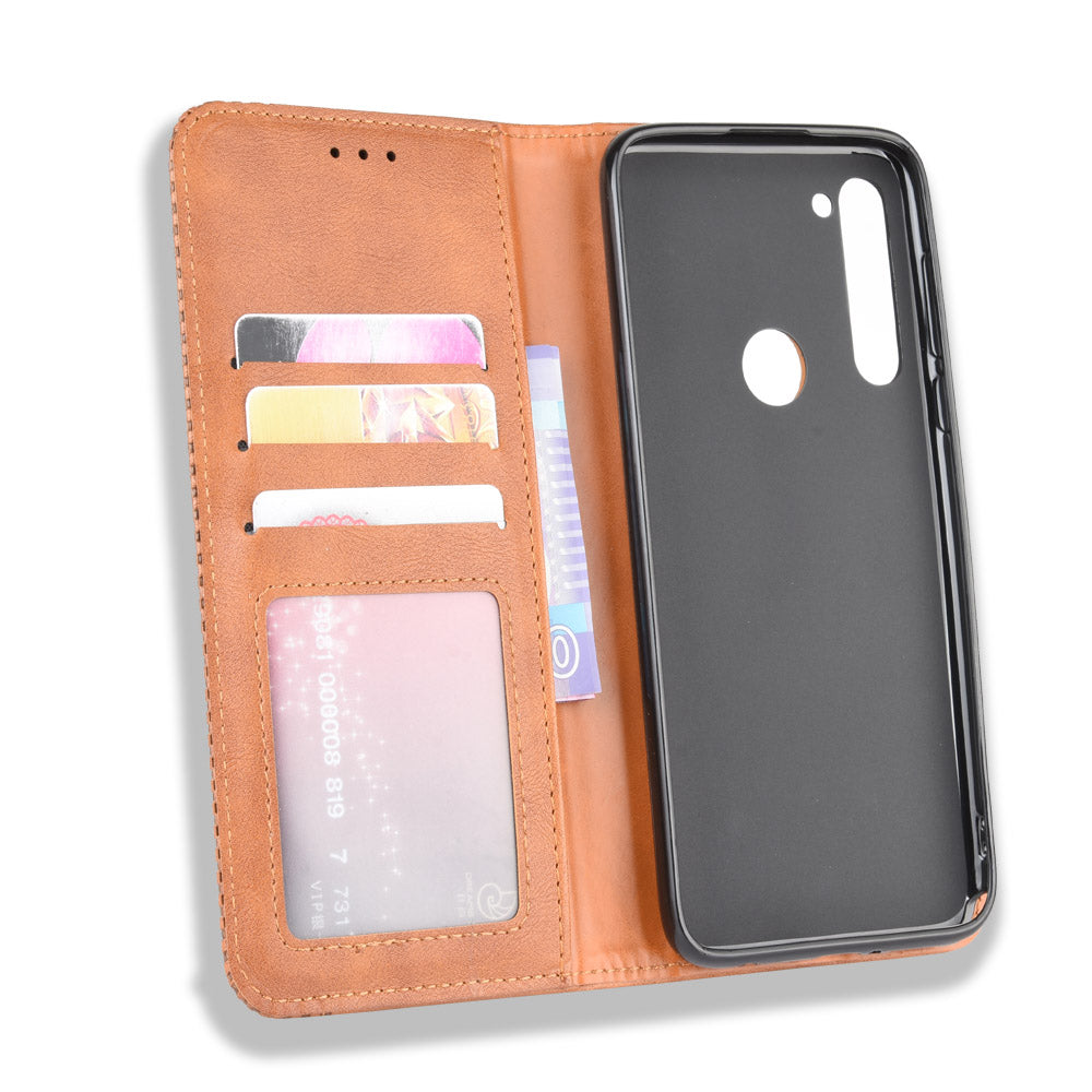 Auto-absorbed Retro Leather Wallet Protector Case for Motorola Moto G Stylus / G Pro