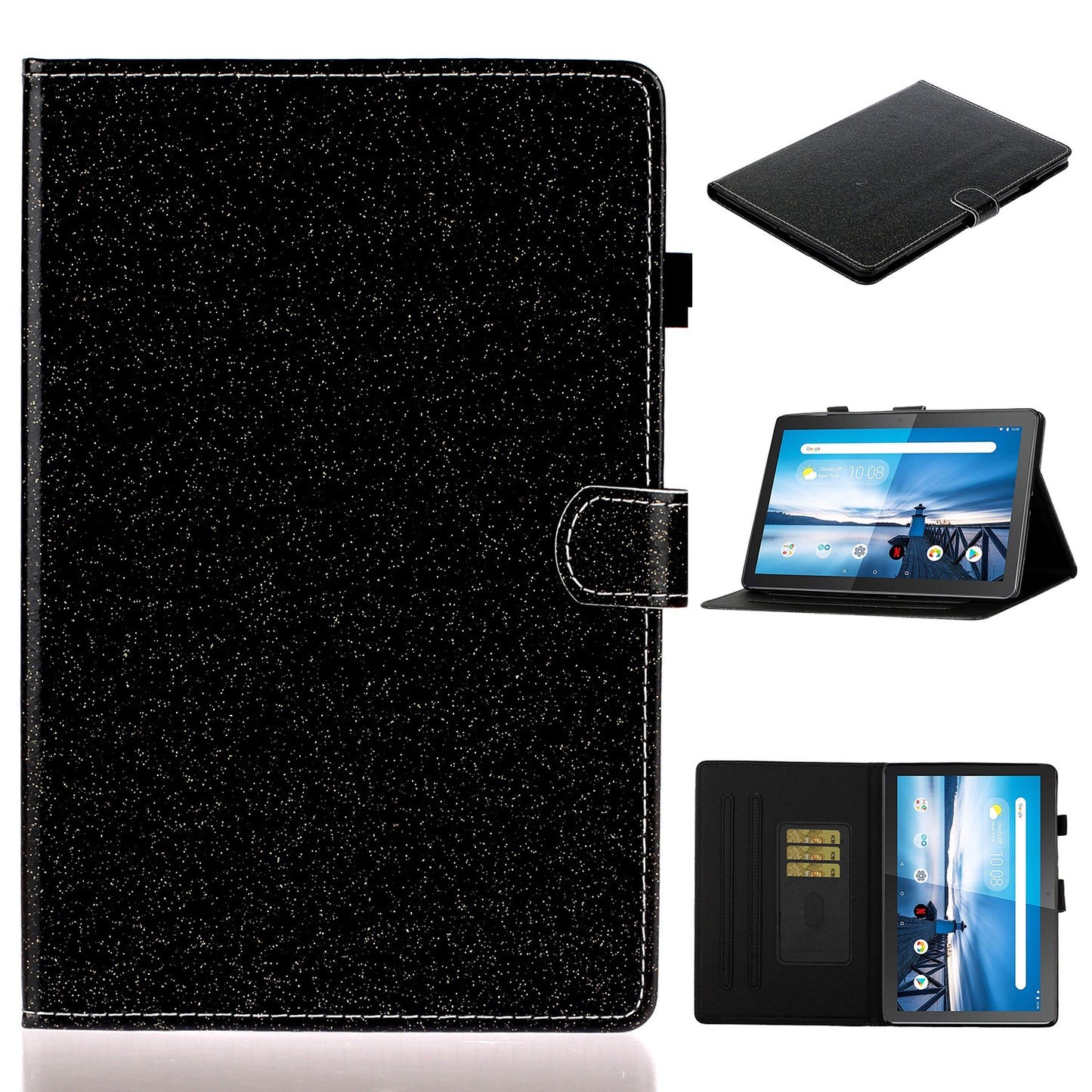 Flash Powder Leather Stand Case for Lenovo Tab M10 TB-X605F/X505