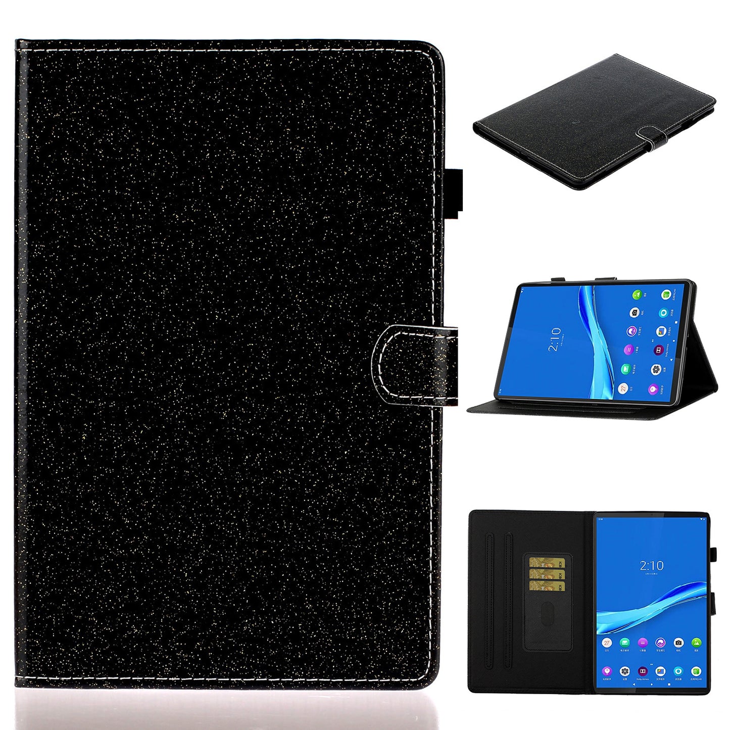 Flash Powder Smart PU Leather Tablet Stand Cover for Lenovo Tab M10 Plus TB-X606F