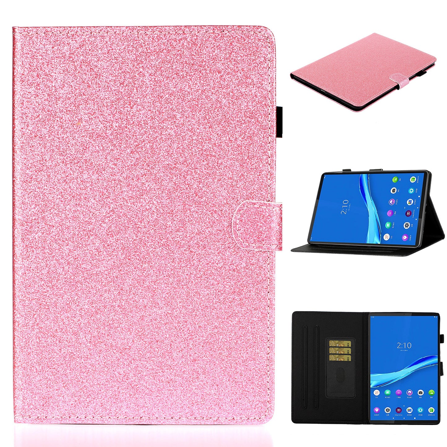 Flash Powder Smart PU Leather Tablet Stand Cover for Lenovo Tab M10 Plus TB-X606F