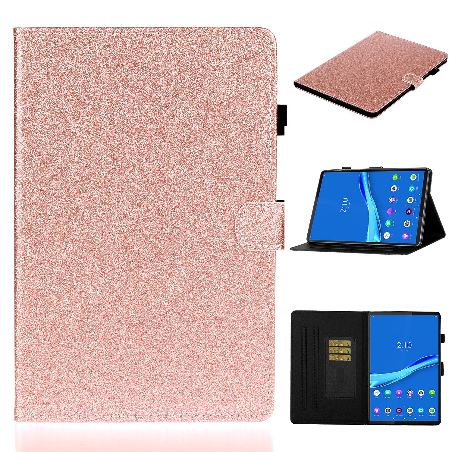 Flash Powder Smart PU Leather Tablet Stand Cover for Lenovo Tab M10 Plus TB-X606F