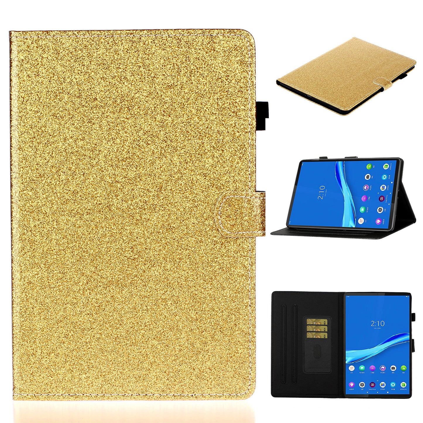 Flash Powder Smart PU Leather Tablet Stand Cover for Lenovo Tab M10 Plus TB-X606F