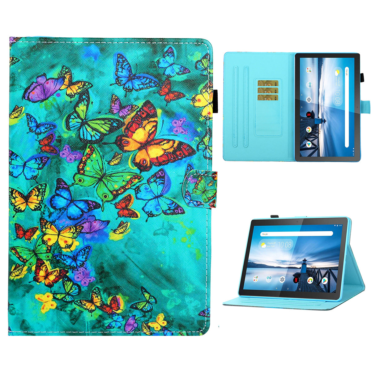 Pattern Printing Card Slots Stand Leather Case for Lenovo Tab M10 Plus TB-X606F