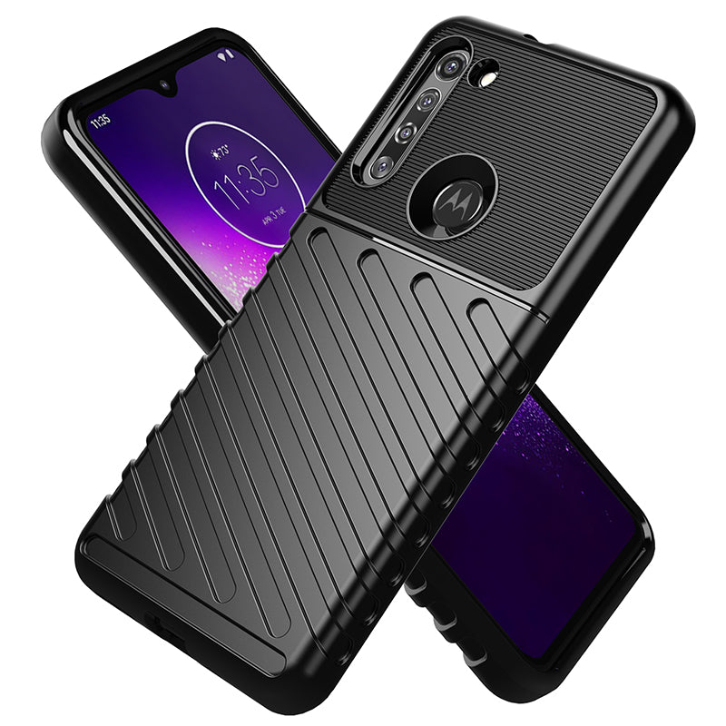 Thunder Series Twill Texture Soft TPU Back Case for Motorola Moto G8