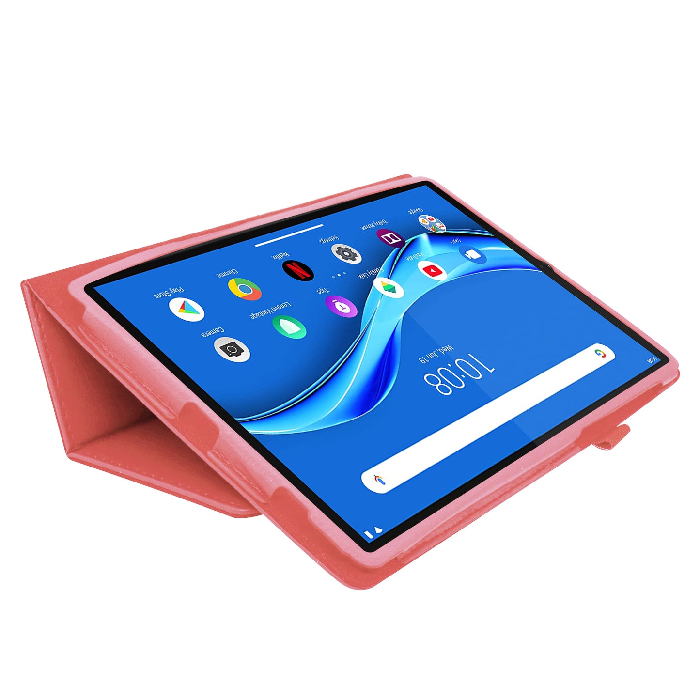 For Lenovo Tab M10 Plus TB-X606F PU Leather Case Shockproof Flip Tablet Cover with Stand Elastic Pencil Holder