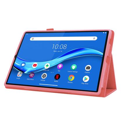 For Lenovo Tab M10 Plus TB-X606F PU Leather Case Shockproof Flip Tablet Cover with Stand Elastic Pencil Holder