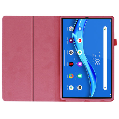 For Lenovo Tab M10 Plus TB-X606F PU Leather Case Shockproof Flip Tablet Cover with Stand Elastic Pencil Holder