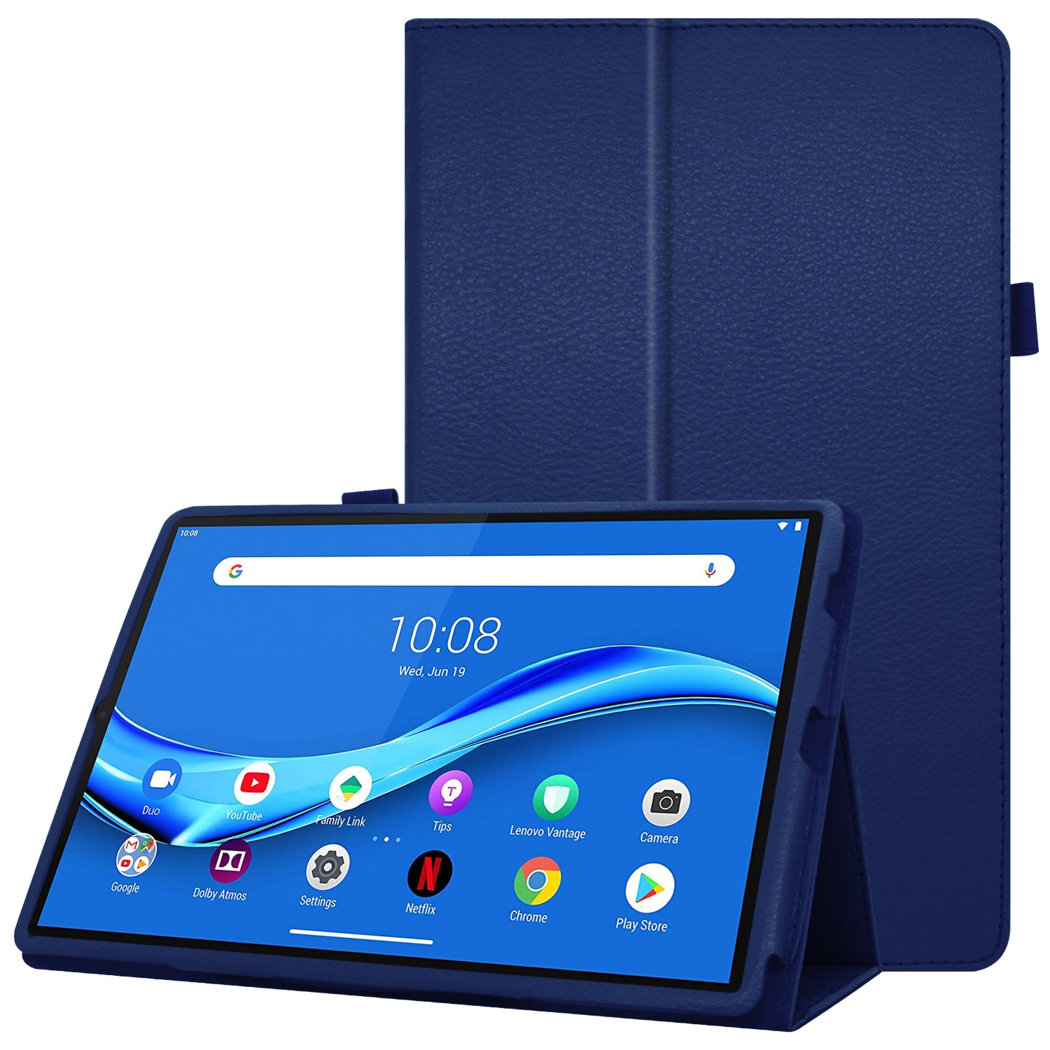 For Lenovo Tab M10 Plus TB-X606F PU Leather Case Shockproof Flip Tablet Cover with Stand Elastic Pencil Holder