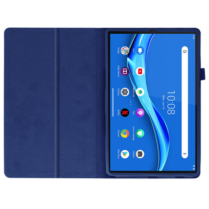 For Lenovo Tab M10 Plus TB-X606F PU Leather Case Shockproof Flip Tablet Cover with Stand Elastic Pencil Holder