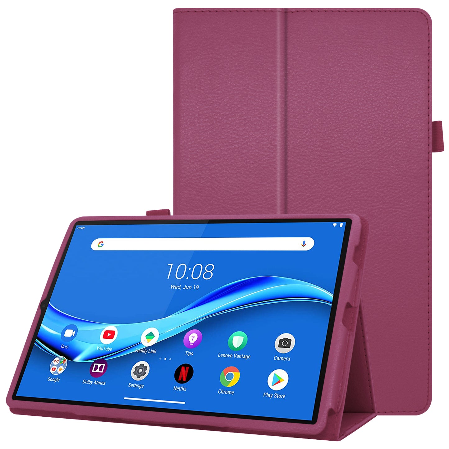 For Lenovo Tab M10 Plus TB-X606F PU Leather Case Shockproof Flip Tablet Cover with Stand Elastic Pencil Holder