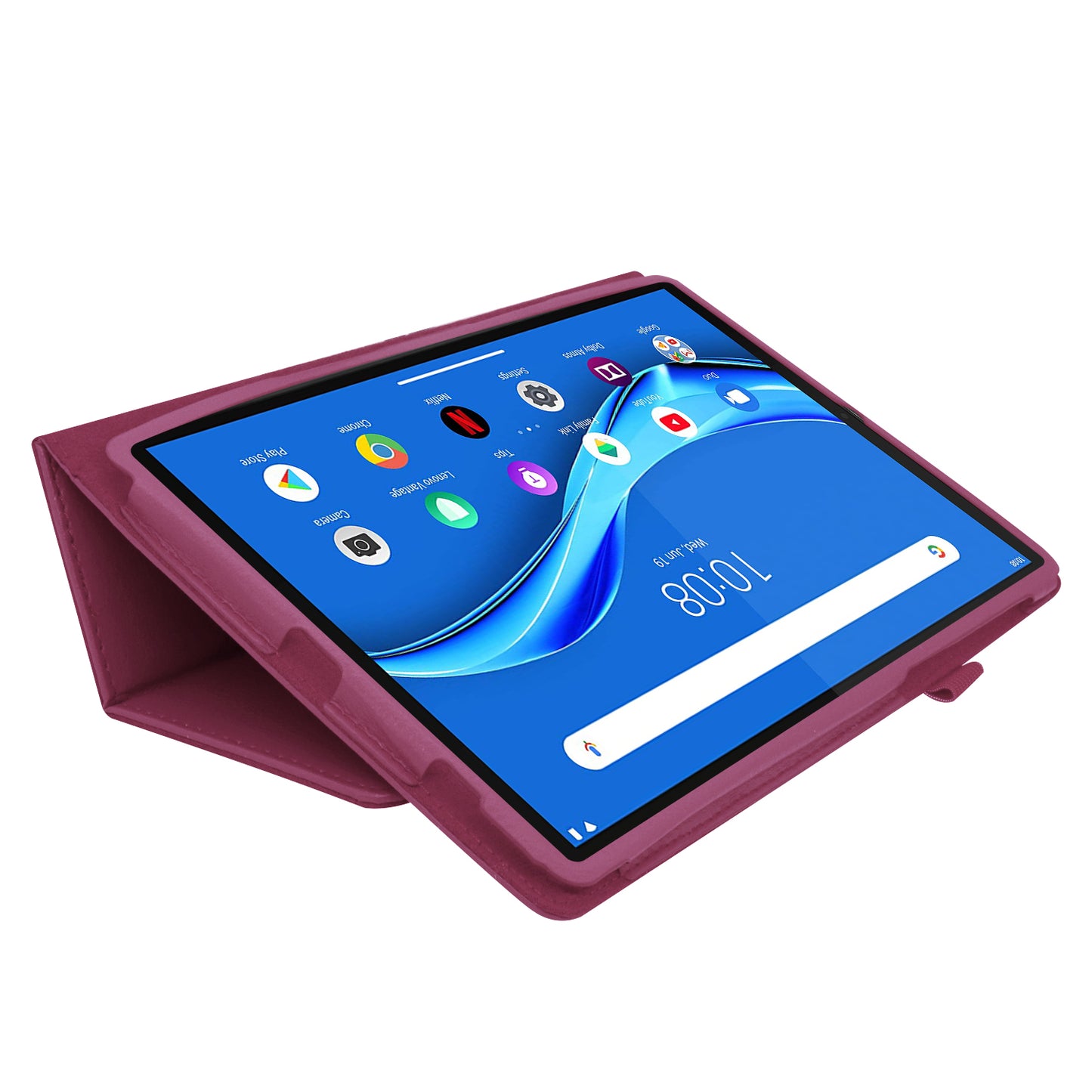 For Lenovo Tab M10 Plus TB-X606F PU Leather Case Shockproof Flip Tablet Cover with Stand Elastic Pencil Holder