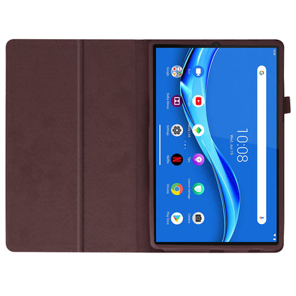 For Lenovo Tab M10 Plus TB-X606F PU Leather Case Shockproof Flip Tablet Cover with Stand Elastic Pencil Holder