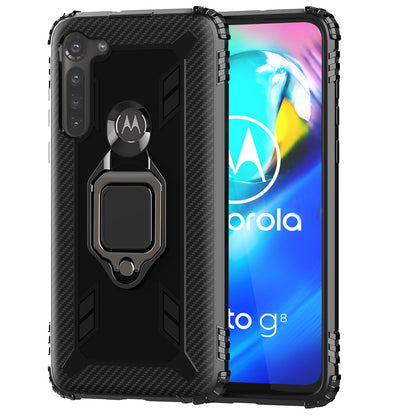 Finger Ring Kickstand Drop-proof TPU Protective Cover for Motorola Moto G8 Power