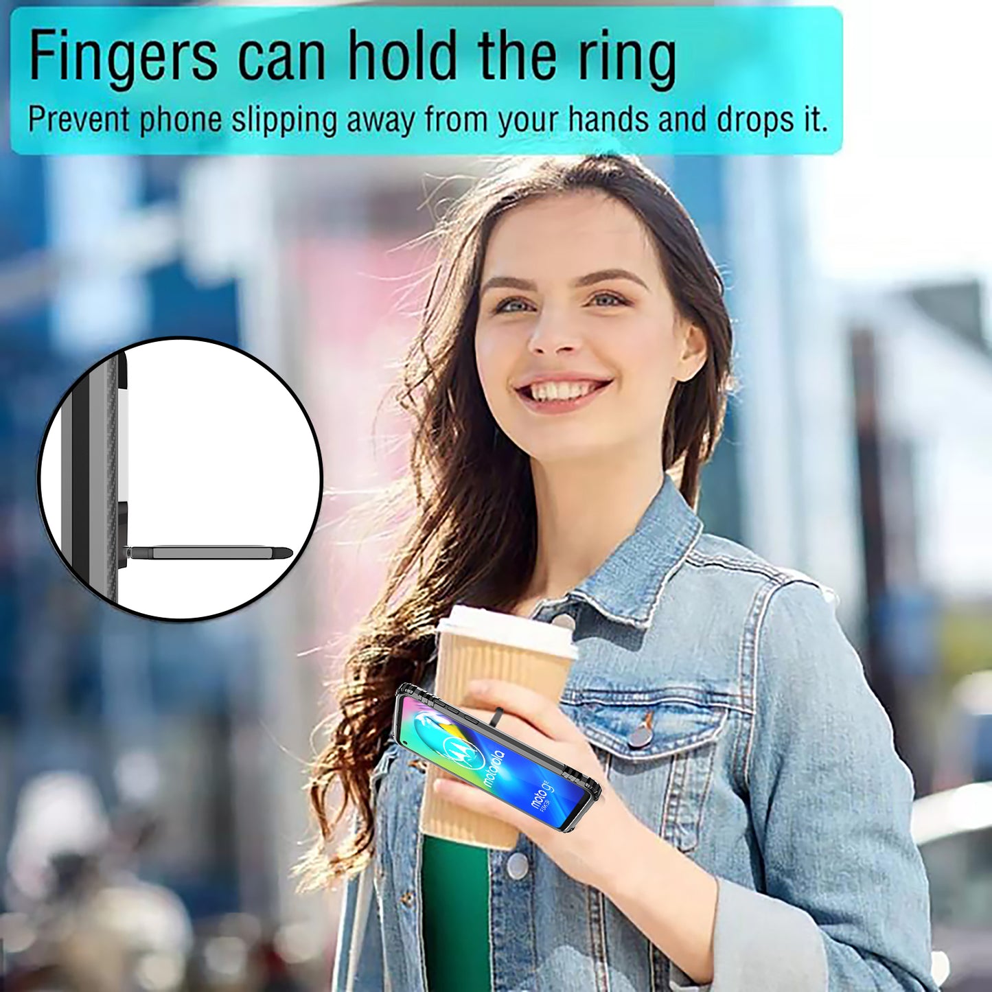 Finger Ring Kickstand Drop-proof TPU Protective Cover for Motorola Moto G8 Power